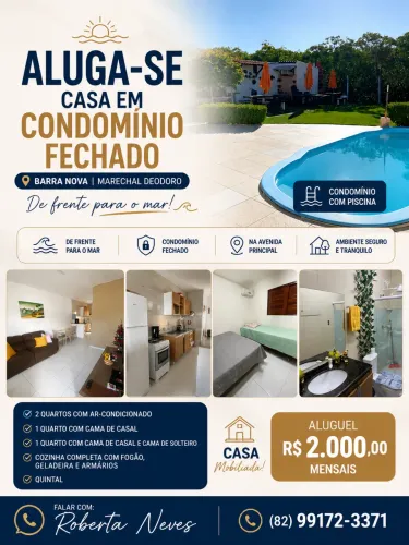 ALUGA-SE CASA EM CONDOMÍNIO FECHADO BARRA NOVA | MARECHAL DEODORO 