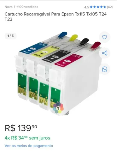 Kit Cartuchos Recarregaveis (full) Epson toda família Tx entre outras