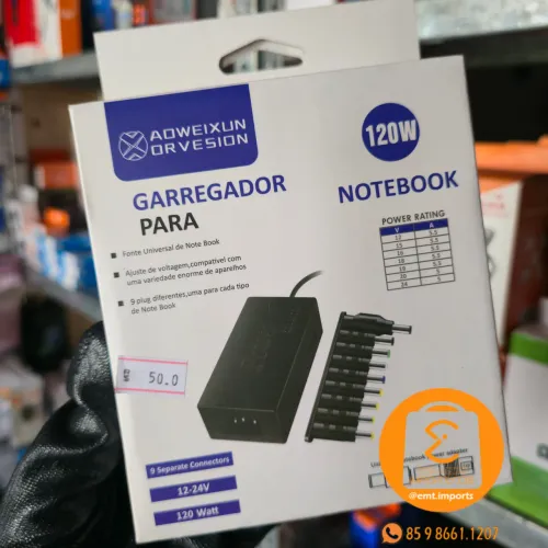 Carregador, Fonte Universal para Notebook com 9 Conectores, 120w 12-24v 