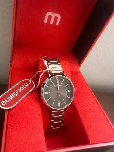 Relógio Mondaine Feminino Prata Novo (Com Cristais) - Modelo 32173L0MVNE2