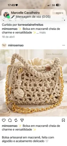 Bolsa em corda náutica feita a mao
