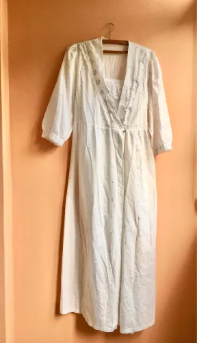 Camisola e robe algodão bordado vintage TAM P