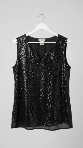 Blusa Preta de Paetês Plus Size (Carol Park)