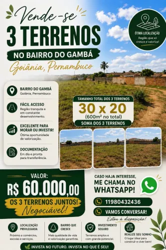 Terrenos em Gambá(Goiana PE)