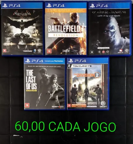 Jogos PS4 60,00 reais CADA - Ac cartão e Olx pay (temos outros jogos)