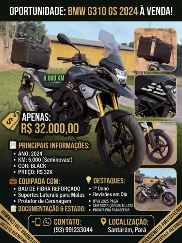 BMW G 310 GS 2024 -APENAS 6 mil Km- ESTADO DE NOVA E COMPLETA!