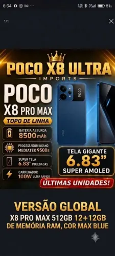 Poco x8 pro Max 512gb Max Blue