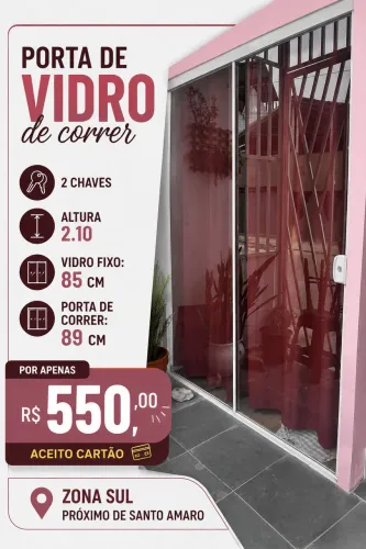 Porta de vidro de correr