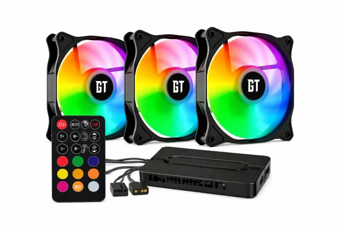Kit 3 fans argb + controlada 