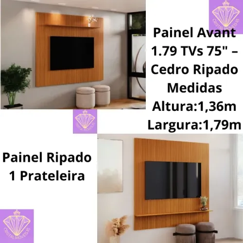 Painel Avant 1.79 TVs 75? - Cedro Ripado LD