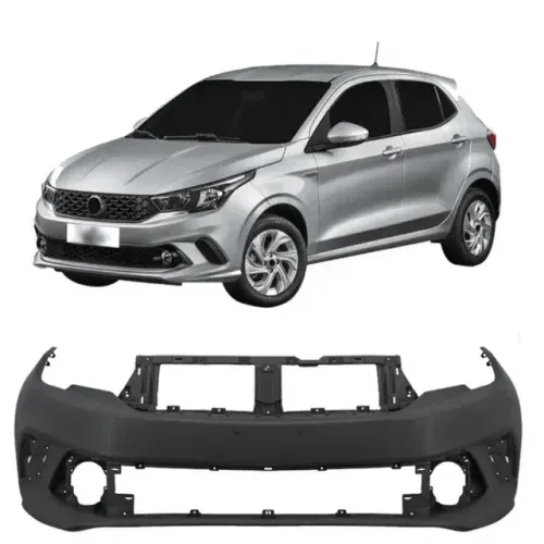 Parachoque Fiat Argo 2019 à 2022 - Dianteiro Preto Liso - Furo Farol Auxiliar - Loma