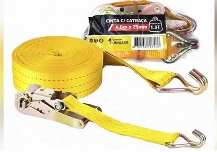 Cinta catraca p/amarração de carga 25mm 4,6mts 1,5 tonelada Fertak