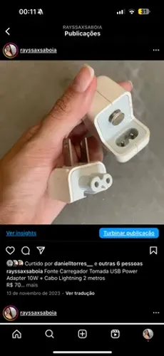 Fonte Carregador Tomada USB Power Adapter 10W + Cabo Lightning 2 metros 