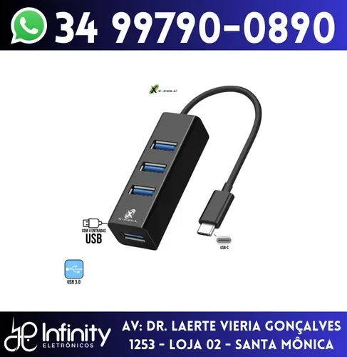 Hub Extensor Tipo-C com 4 Portas USB 3.0