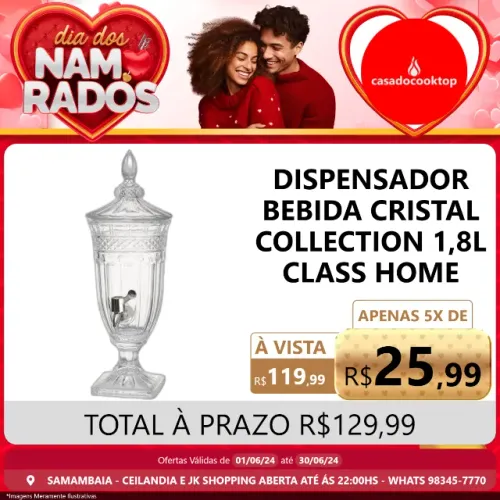 Dispensador bebida cristal colection 1,8L Class home 