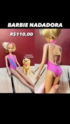 Boneca Barbie - Quero Ser Nadadora - Mattel e seu cachorrinho