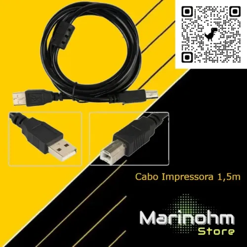 Cabo Impressora 1,5m Com Filtro Universal Hp Epson Canon