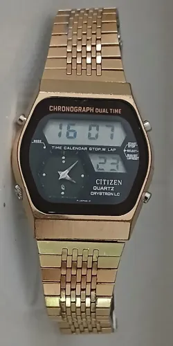 Relógio antigo muito raro exemplar CITIZEN DUAL TIME ANADIGI JAPAN ANOS 70