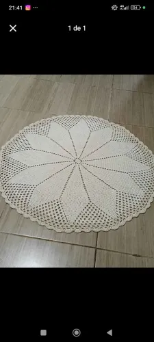 Tapete de crochê redondo cor Cru 