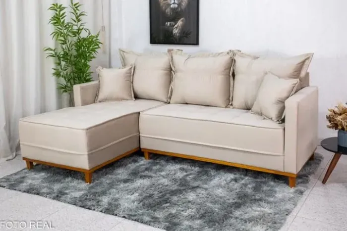 Sofá 3 Lug. Com Chaise Lado Esquerdo Milão Larg. 2.30m Veludo - Molas Ensacadas