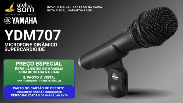 YDM707 PRETO Yamaha Microfone Dinâmico Novo Lacrado Garantia 1 ano Original