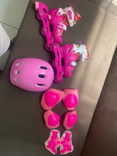 Kit Patins Infantil Rosa com Proteções