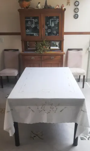 Em linho - linda e sofisticada toalha de mesa 