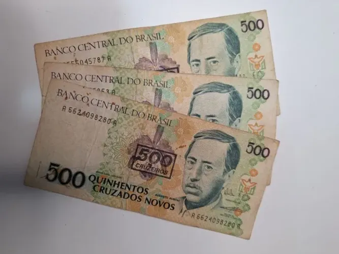 Kit 3 Cedulas antiga do Brasil 500 cruzados novos 3 notas