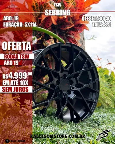 Roda TSW Sebring Preto Fosco 5x114,3 - 19x8,5 Offset 30