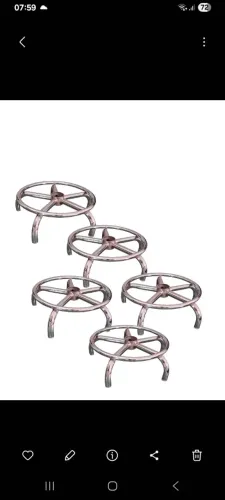 Kit 5 Bases estrelas de ferro cromado com aro para cadeiras poltronas giratórias 