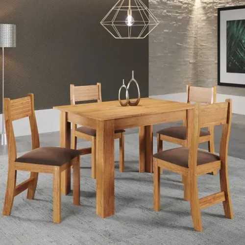 Mesa de jantar paris com 4 lugares bombom veludo 