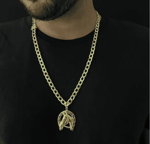 Corrente Masculina+Pingente Em Moeda Antiga 
