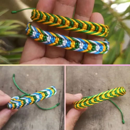 Pulseira trançada cores do Brasil 