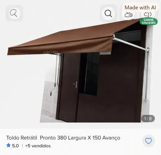 Toldo retratil 3.80 largura (POUCO USO)