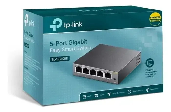 Switch Gigabit Easy Smart Tl-sg105e de Mesa Com 5 Portas Tp-link 100v/240v