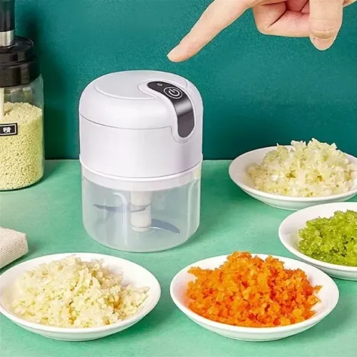 Mini Processador Elétrico Recarregável com 3 Lâminas