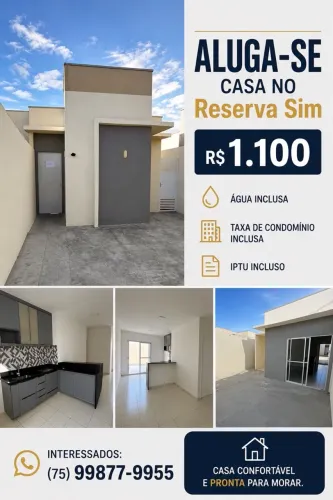 Alugo casa condomínio Reserva sim