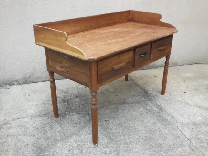 Mesa Escrivaninha Antiga Madeira Maciça Móvel Centenário