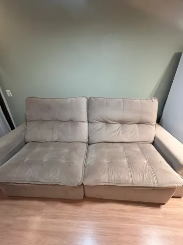 Sofá Retrátil e Reclinável 2,50m em Suede - Excelente Estado
