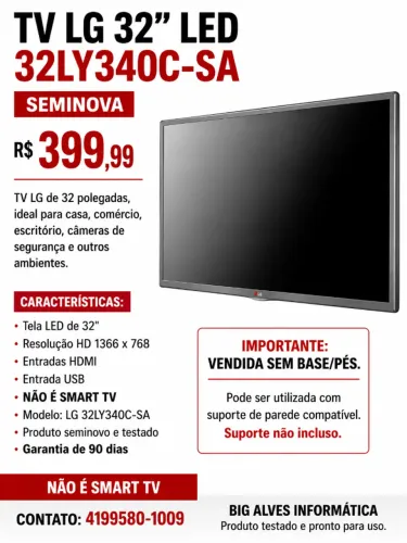 TV LG LED 32" 32LY340C - SEMINOVA