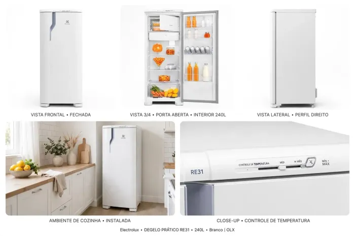 Geladeira Electrolux Degelo Prático RE31 com Controle de Temperatura 240L - Branca - 110V
