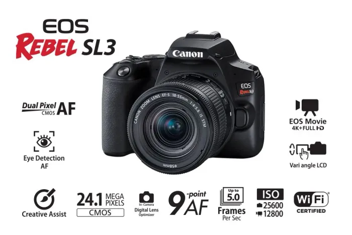 [KIT COMPLETO] Canon SL3 + 50mm f/1.8 + Mic RODE + Mochila de Transporte