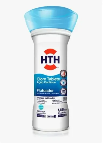 Cloro flutuador pastilha HTH 1,66kg Tratamento Piscinas