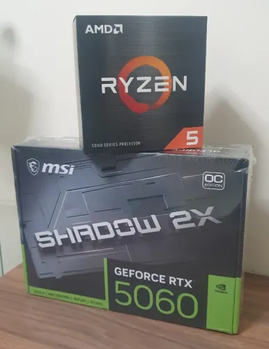 KIT PLACA RTX 5060 8GB MSI SHADOW 2X OC MSI 912-V537-038 + PROCESSADOR RYZEN 5 5500 NOVO!