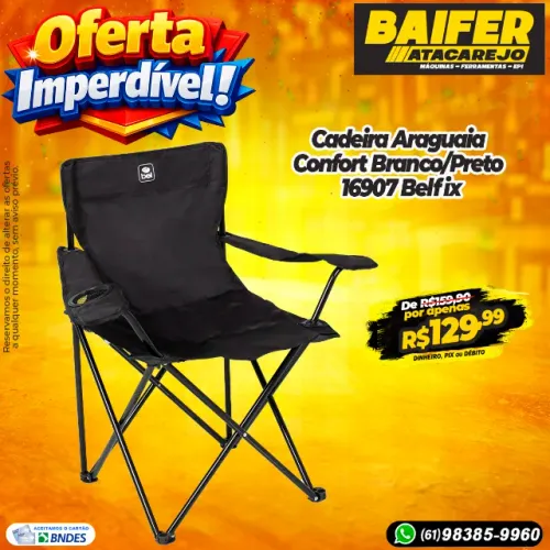 Cadeira Araguaia Confort Branco/Preto 16907 Belfix