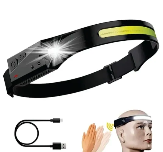 Lanterna Cabeça Usb Led Potente Sensor Recarregável Noturna