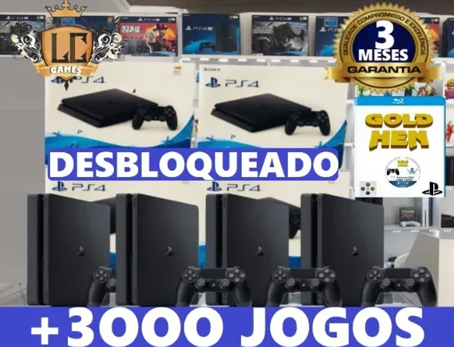 PLAYSTATION 4 SLIM DESBLOQUEADO + 3OOO JOGOS + O3 MES GARANTIA ( LOJA FISICA )