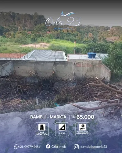BAMBUÍ, ORLA 23 IMOBILIÁRIA VENDE! Terreno com fácil acesso em Maricá