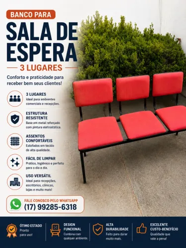 Banco para Sala de Espera 3 Lugares