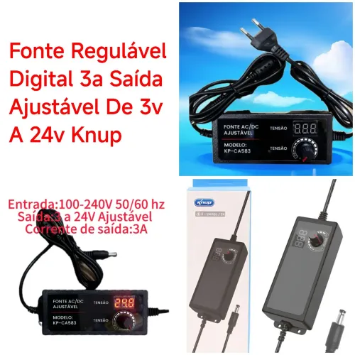 Fonte Regulável Digital 3a Saída Ajustável De 3v A 24v Knup